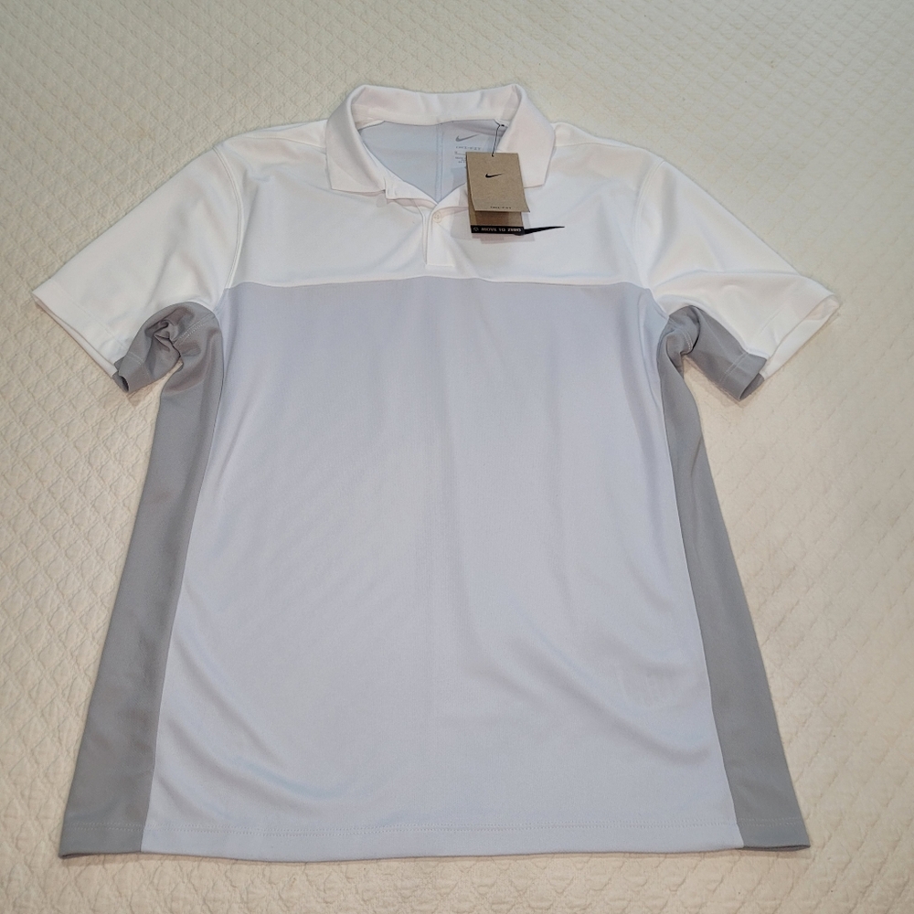 Nike Dri Fit Victory Golf Polo Shirt Men Medium Grey Colorblock Style FQ1114 100